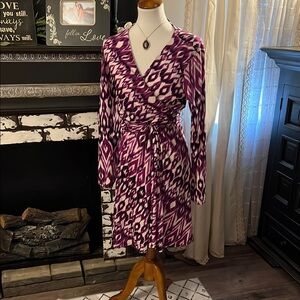 SOLD!!!!!  Purple Long Sleeve Wrap Dress with V-Neck